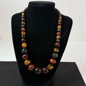 Vintage | Tigers Eye Beaded Necklace | Gems TV Necklace | 928 Silver